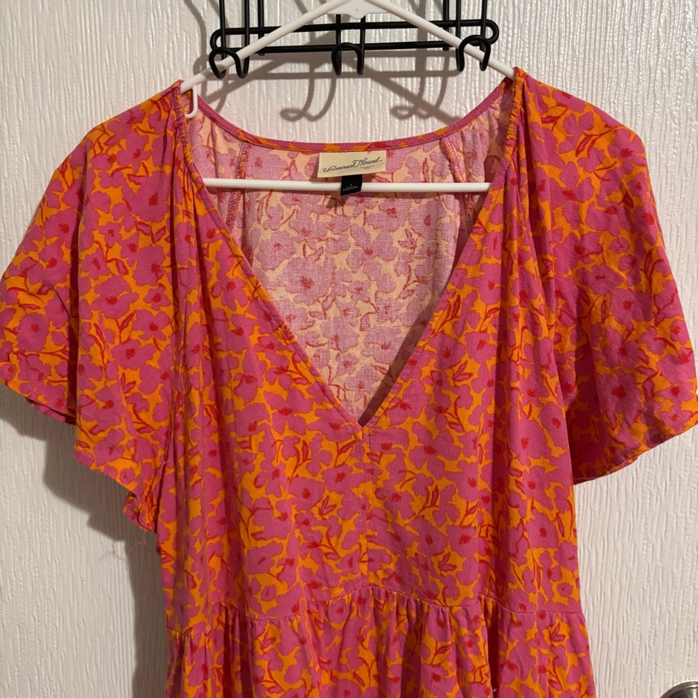 Pink floral mini dress